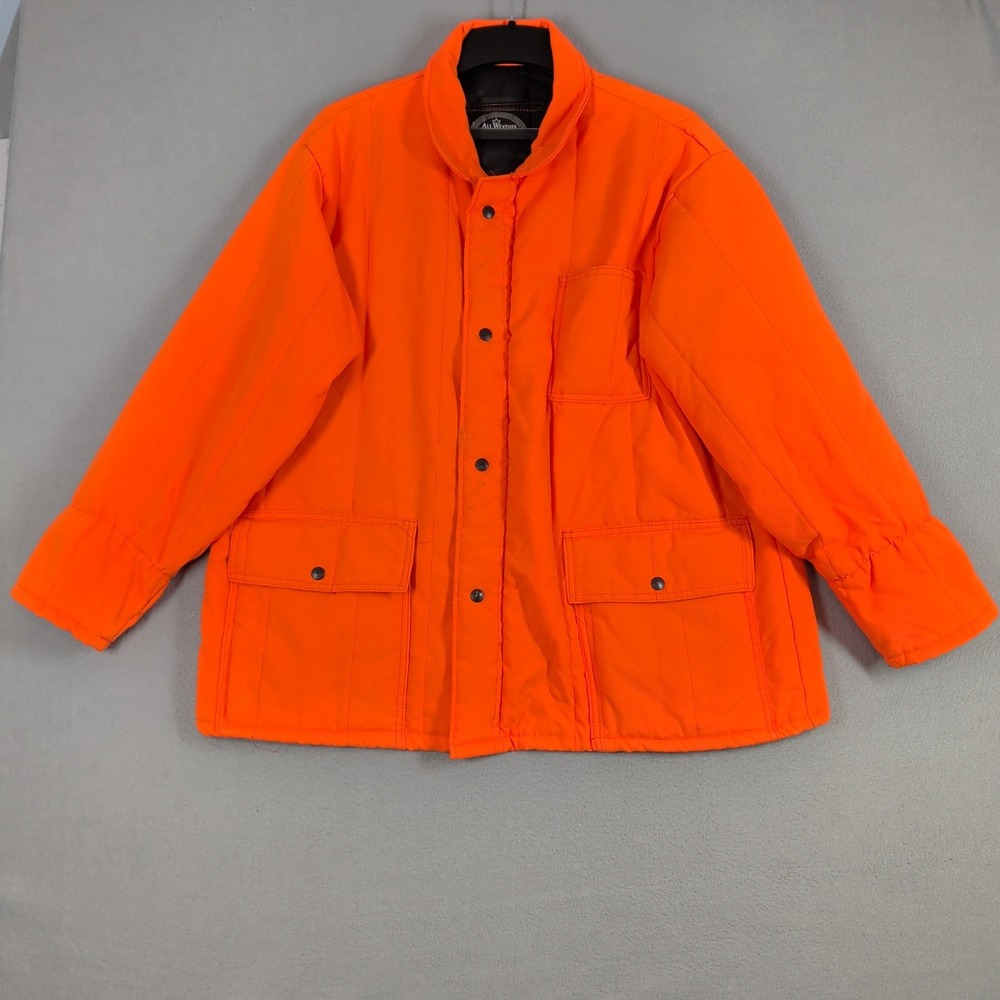 All Weather Outerwear Hunting Jacket Mens 2X Orange Blaze Quilted Field Coat USA